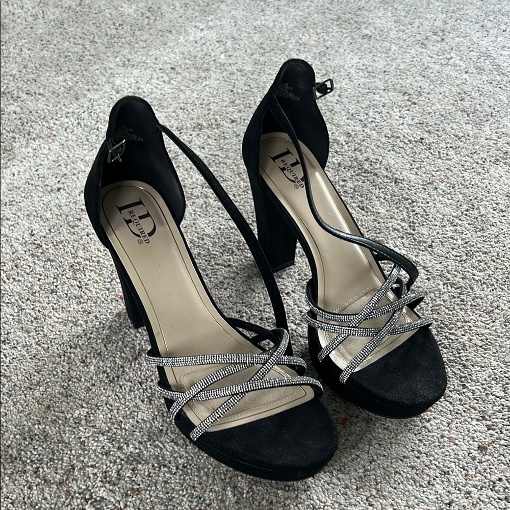Sophisticated Black and Silver Strappy Heels